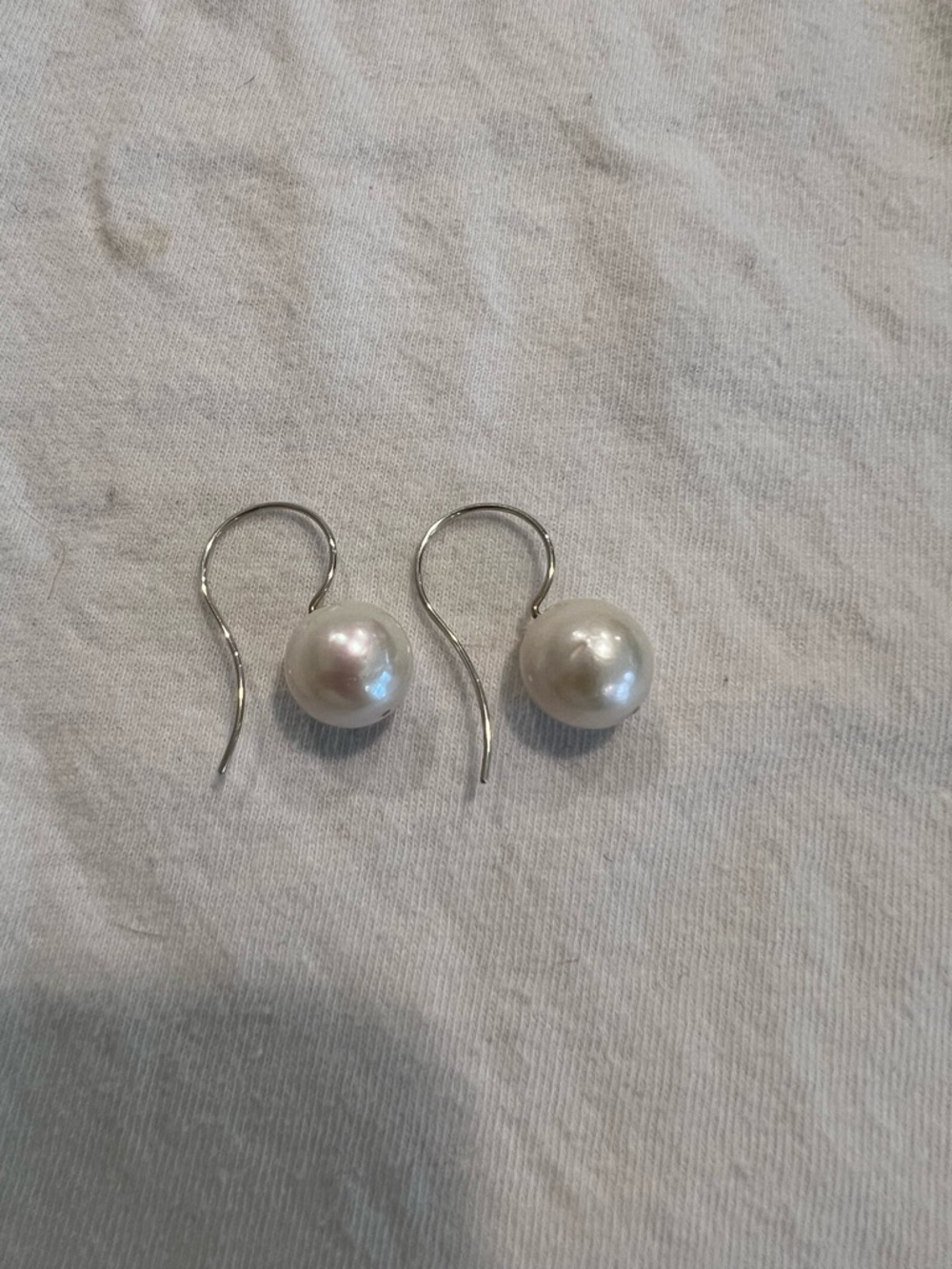 Chan Luu White Pearl Drop Earrings with Silver Hooks